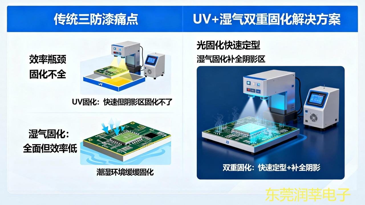 UV + 湿气双重固化三防漆:4 大应用优点 + 4 个避坑要点(图2) UV + 湿气双重固化三防漆:4 大应用优点 + 4 个避坑要点(图2)