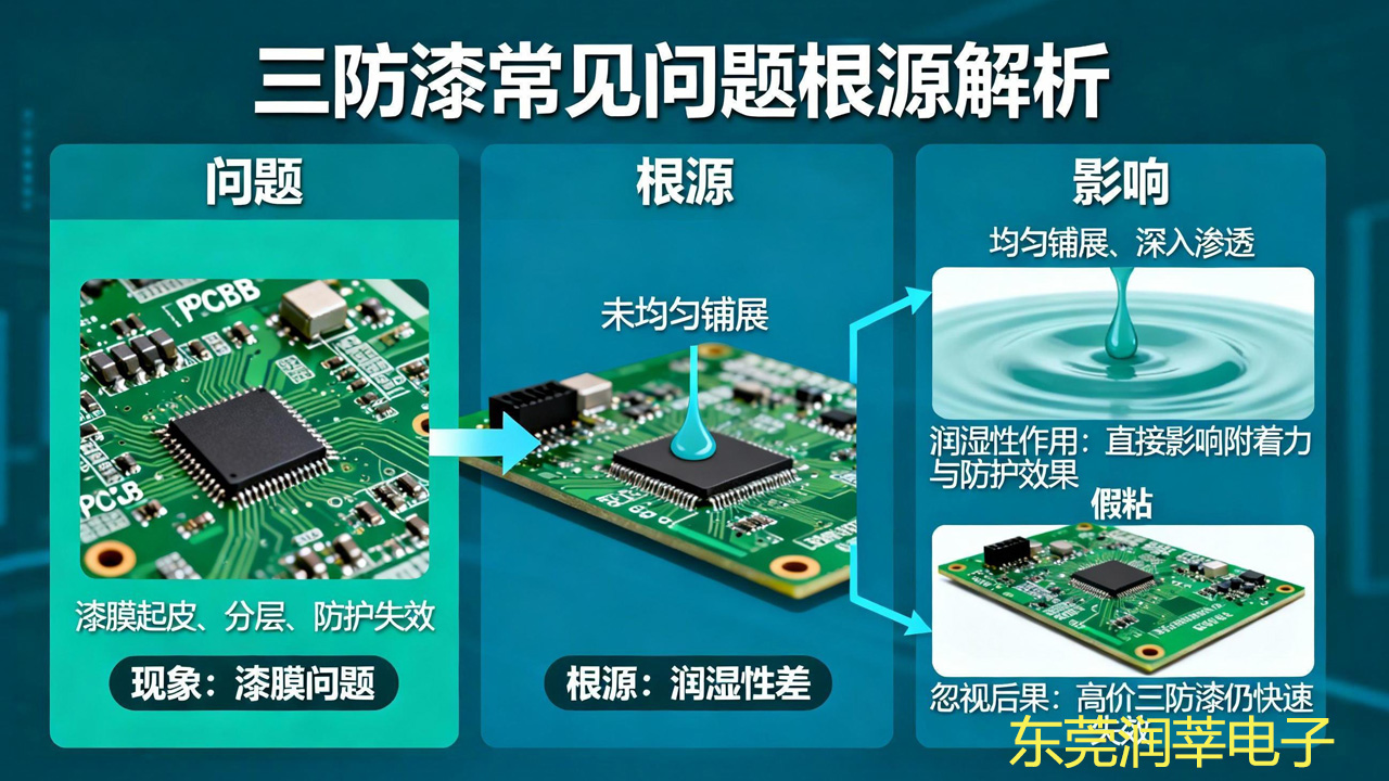 PCB 板三防漆润湿性是什么?影响附着力 + 防护性,选错必分层(图1) PCB 板三防漆润湿性是什么?影响附着力 + 防护性,选错必分层(图1)
